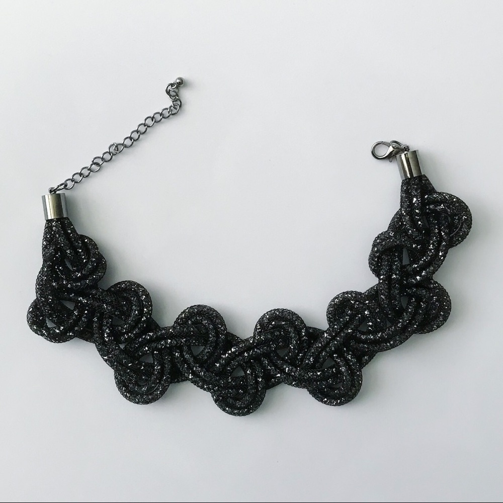 Black Bling Knot Necklace